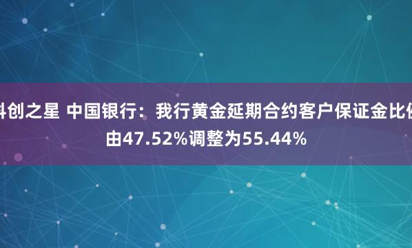 科创之星 中国银行：我行黄金延期合约客户保证金比例由47.52%调整为55.44%